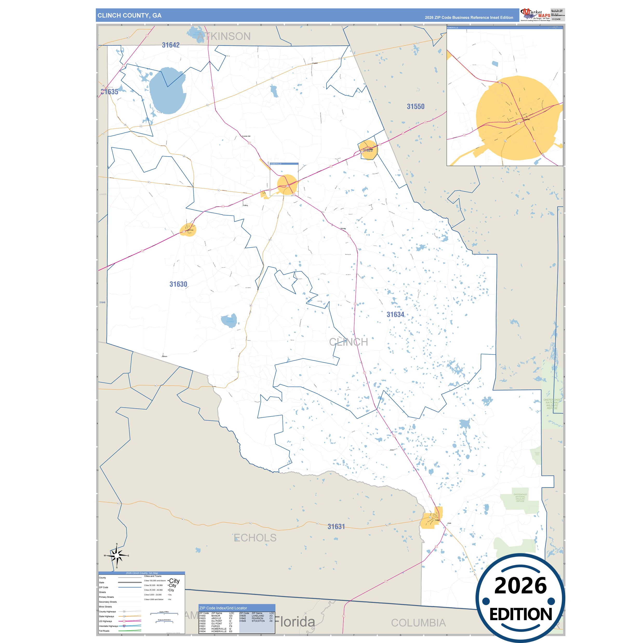 Clinch, GA ZIP Code Wall Map – ZipCodeMaps