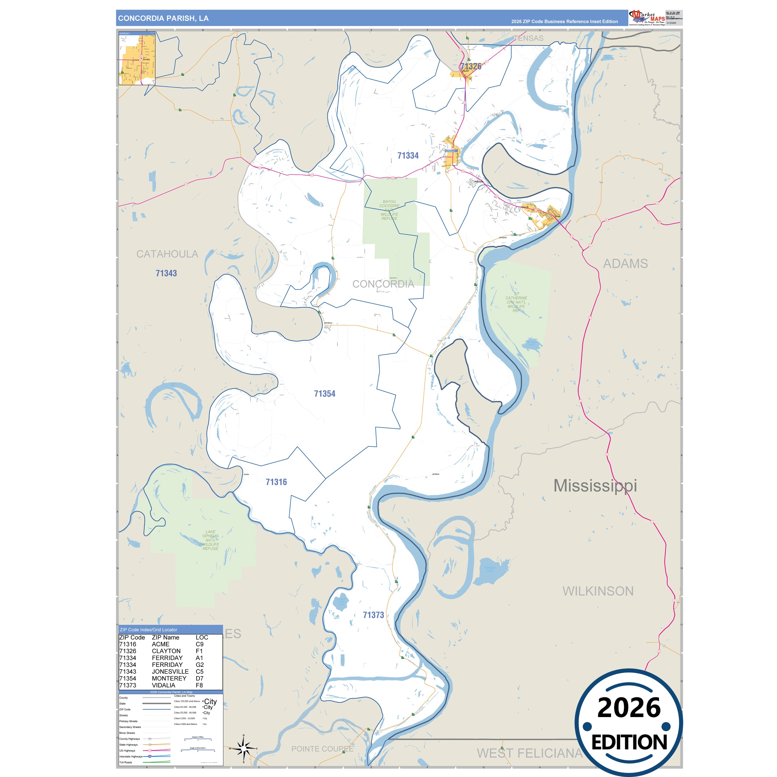 Concordia, LA ZIP Code Wall Map – ZipCodeMaps