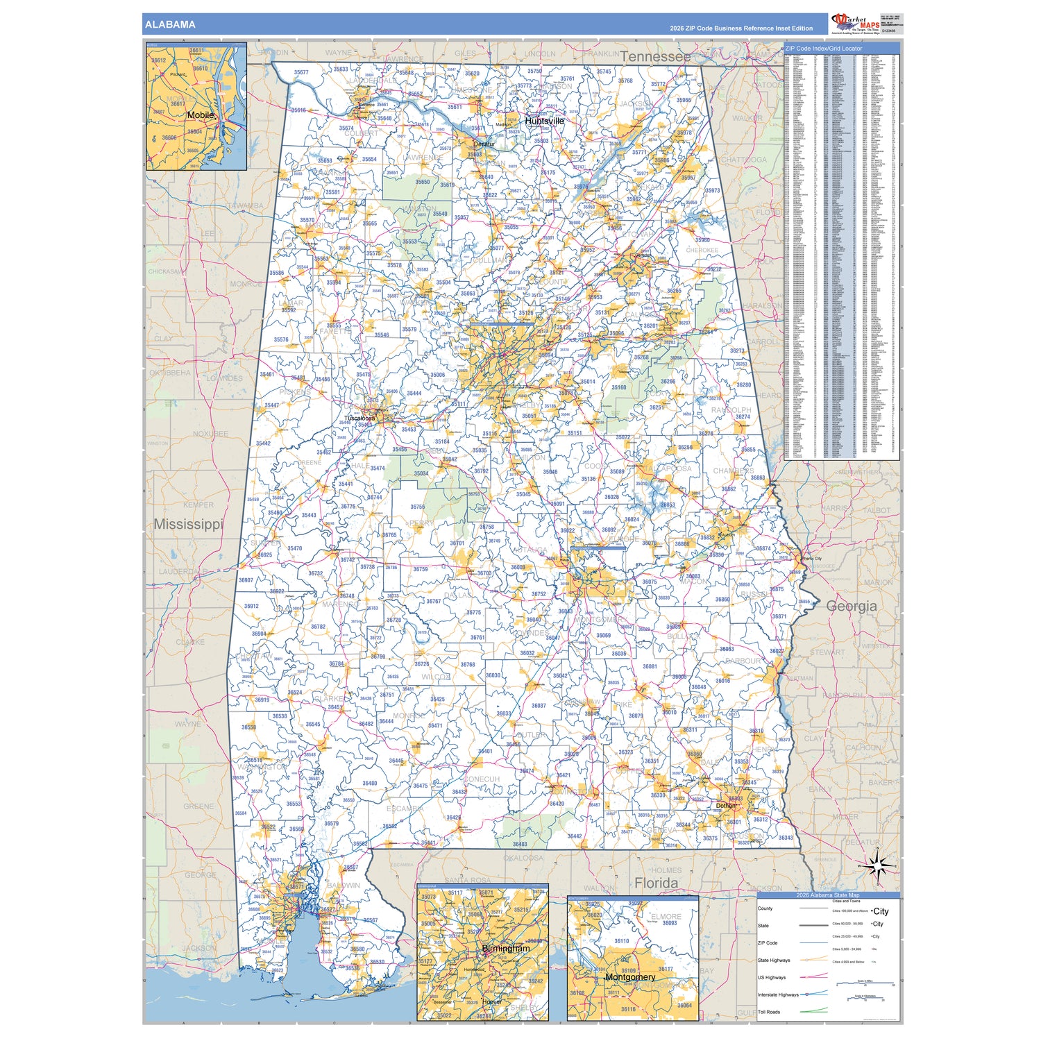 Alabama Counties ZIP Code Maps
