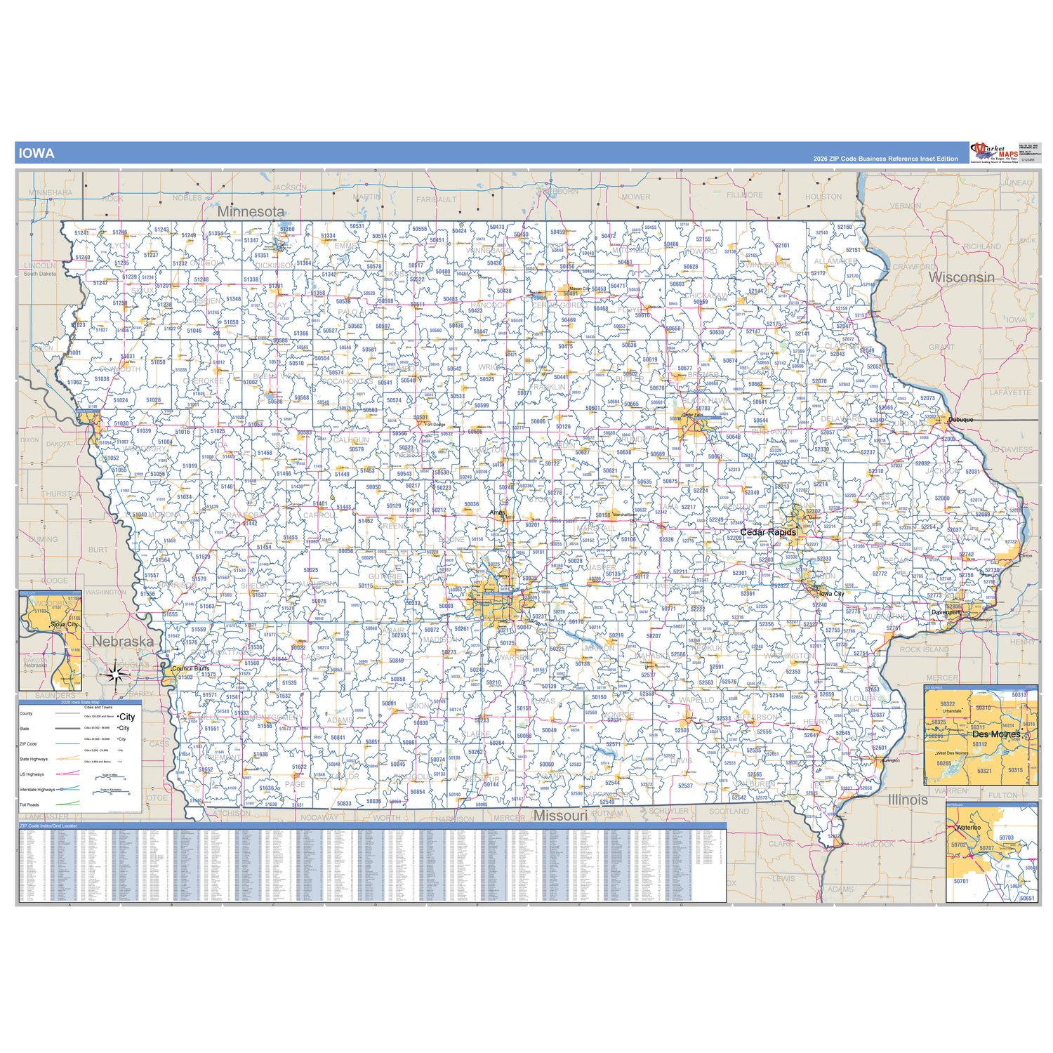 Iowa Counties ZIP Code Maps