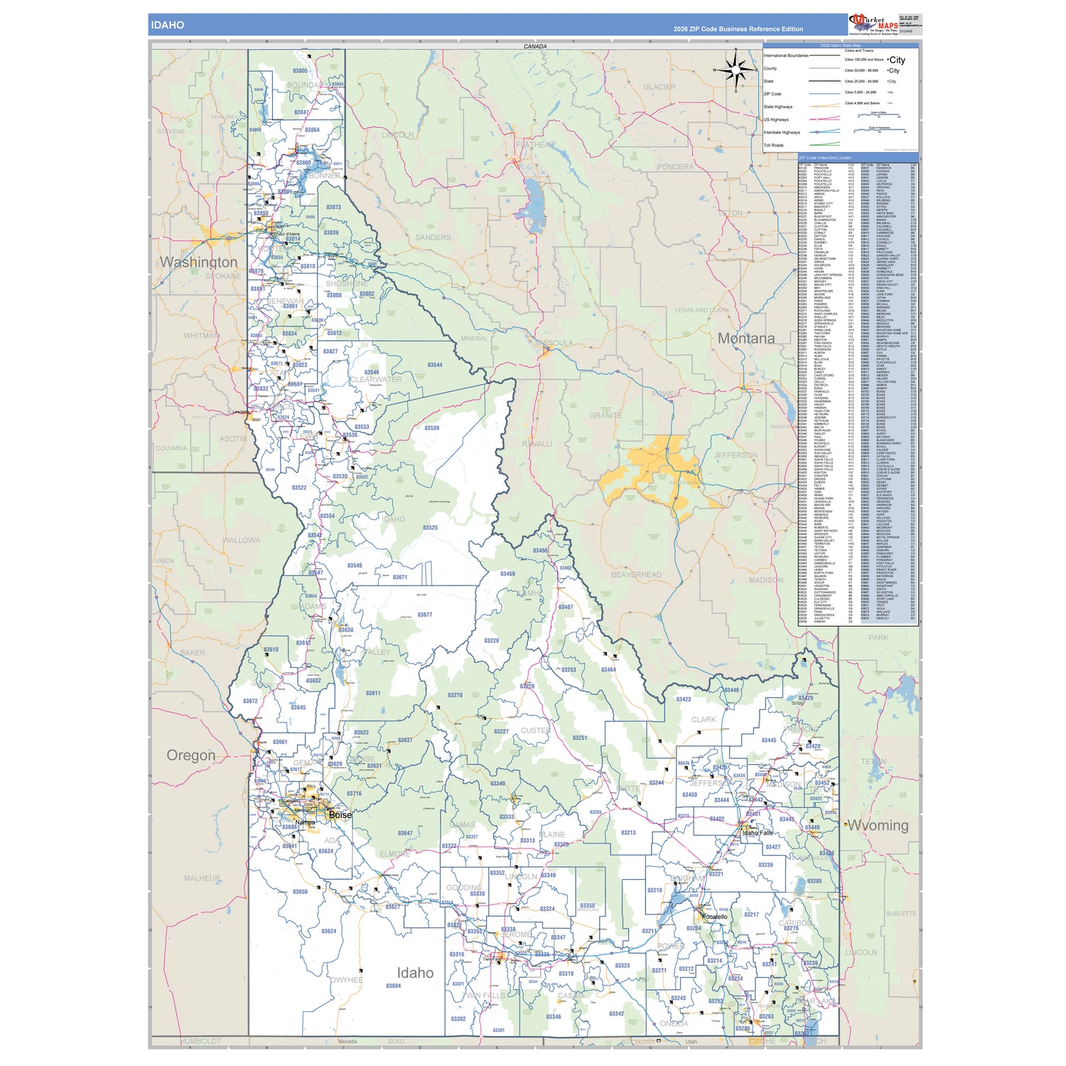 Idaho Counties ZIP Code Maps