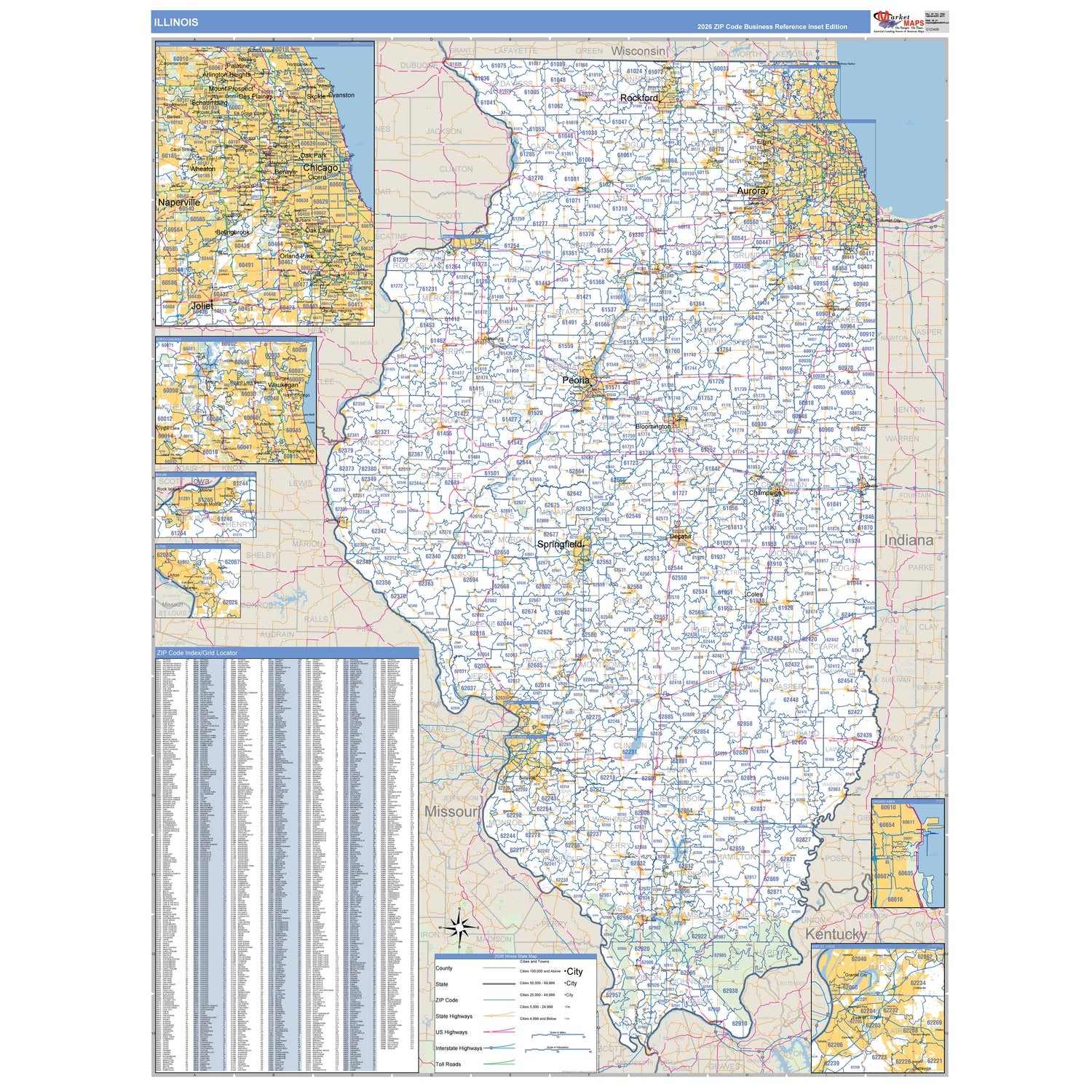 Illinois Counties ZIP Code Maps