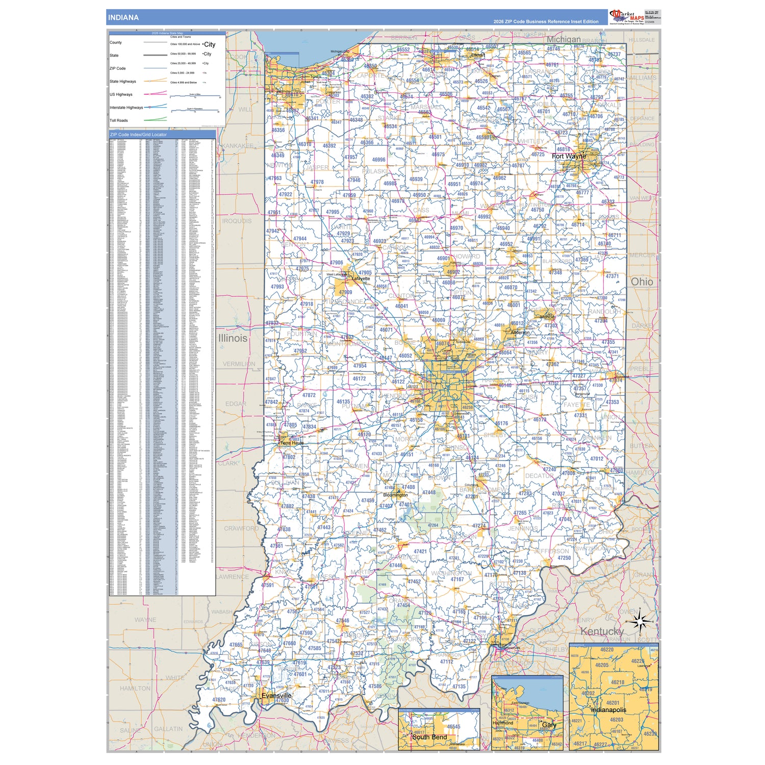 Indiana Counties ZIP Code Maps