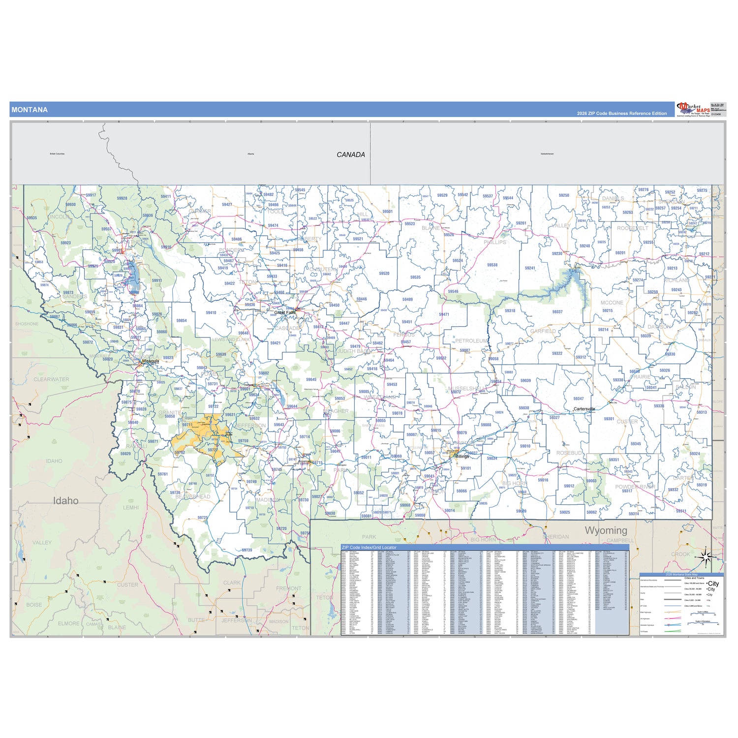 Montana Counties ZIP Code Maps