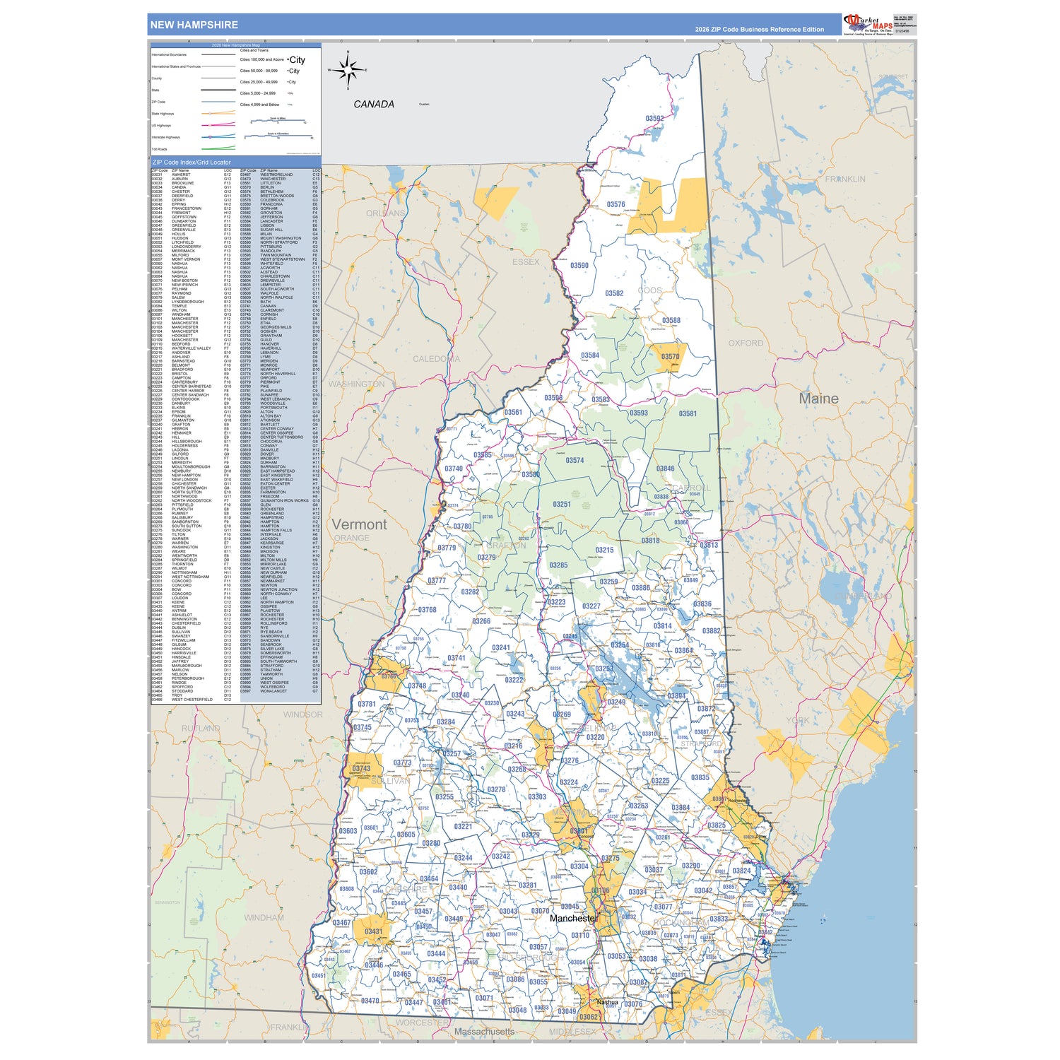 New Hampshire Counties ZIP Code Maps