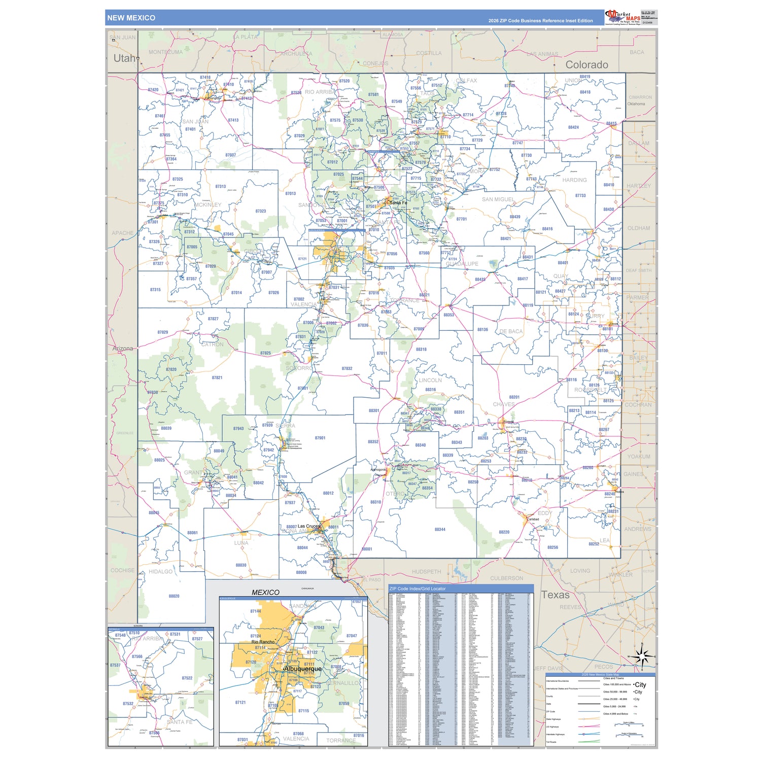 New Mexico Counties ZIP Code Maps