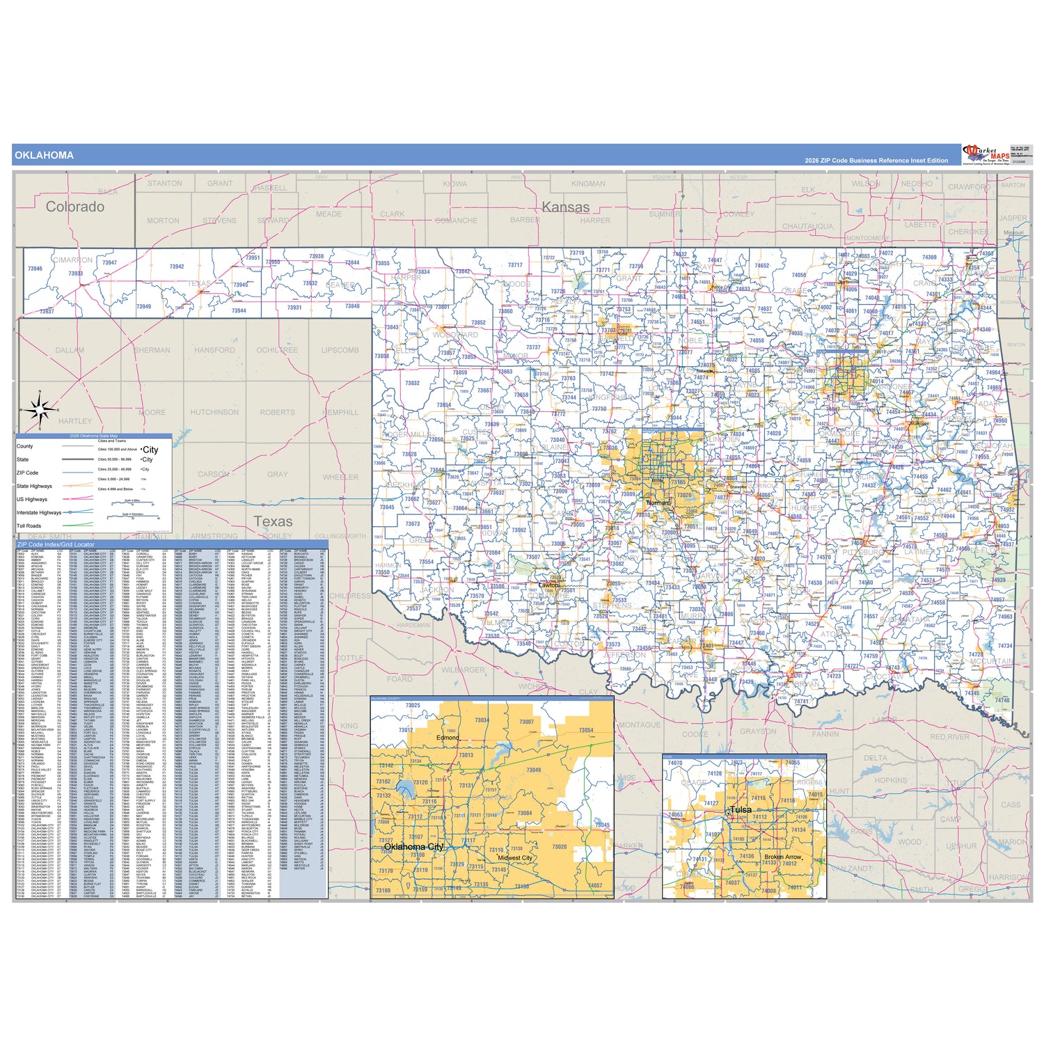 Oklahoma Counties ZIP Code Maps