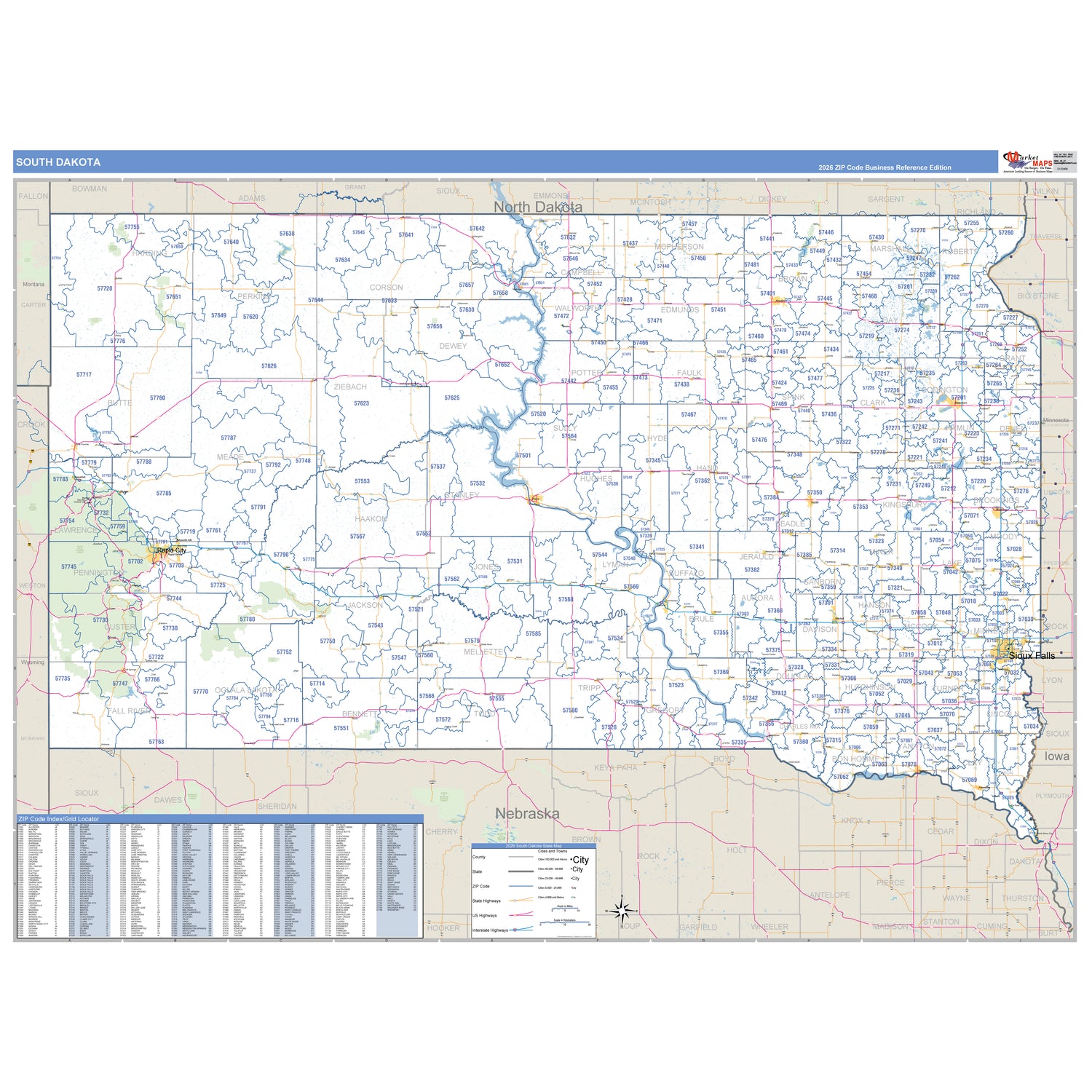South Dakota Counties ZIP Code Maps