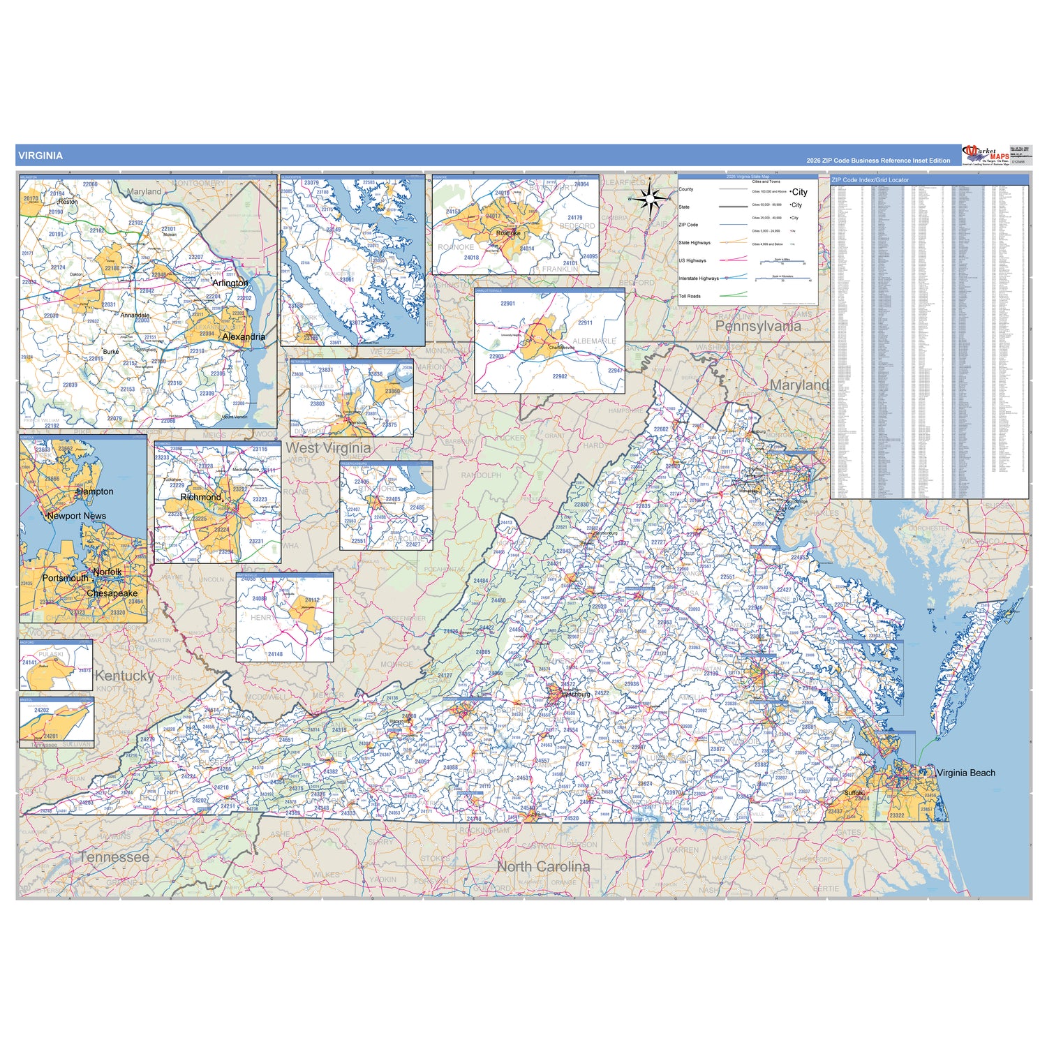 Virginia Counties ZIP Code Maps