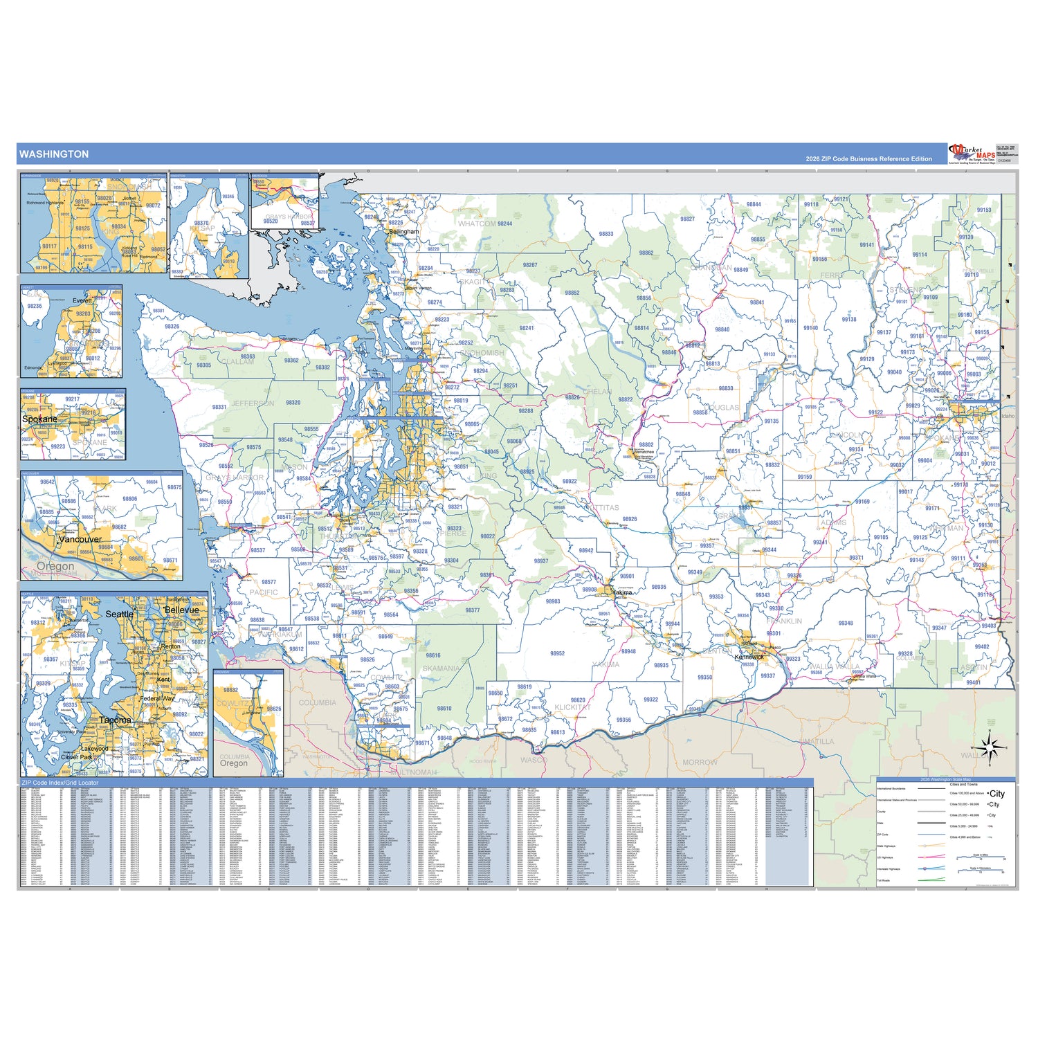 Washington Counties ZIP Code Maps