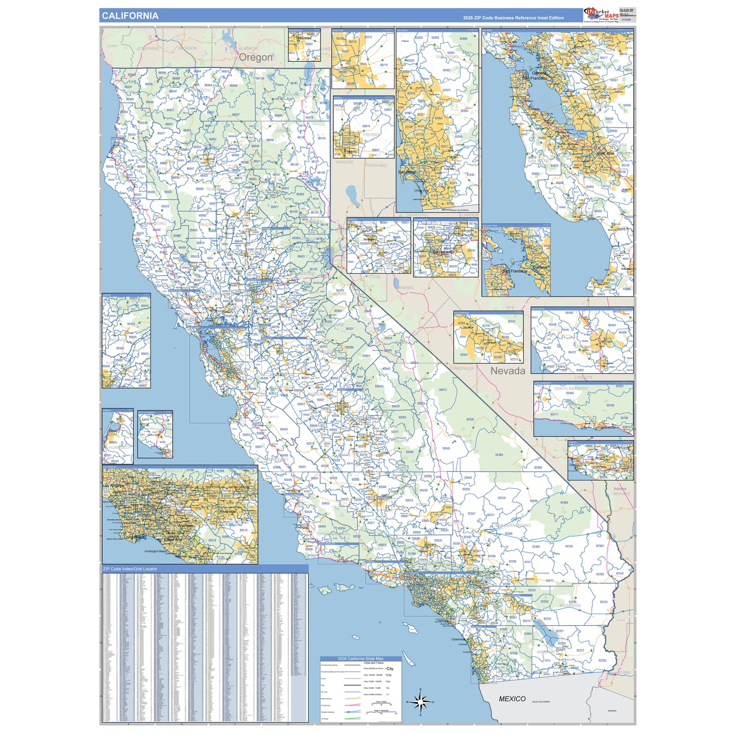 California ZIP Code Wall Maps