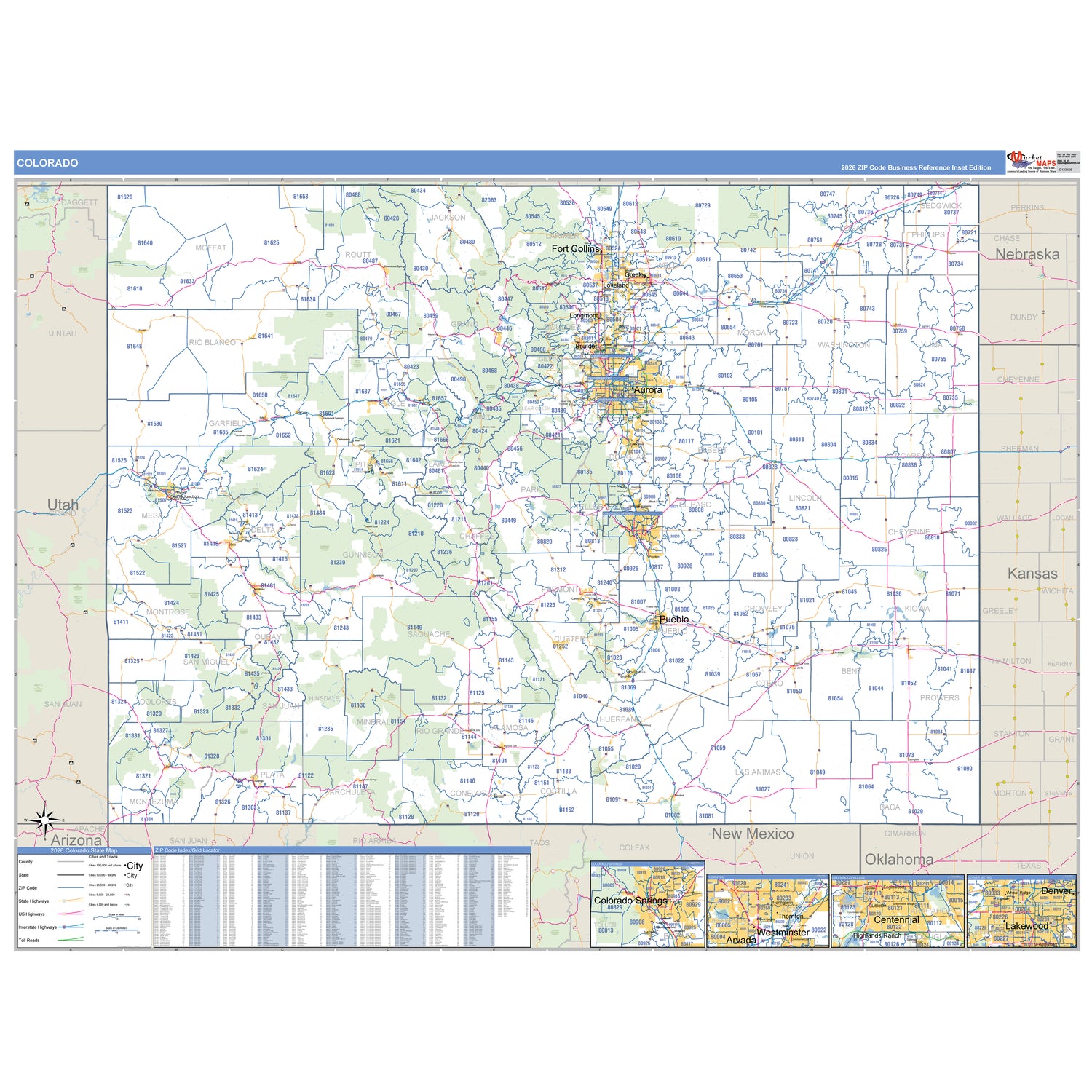 Colorado ZIP Code Wall Maps