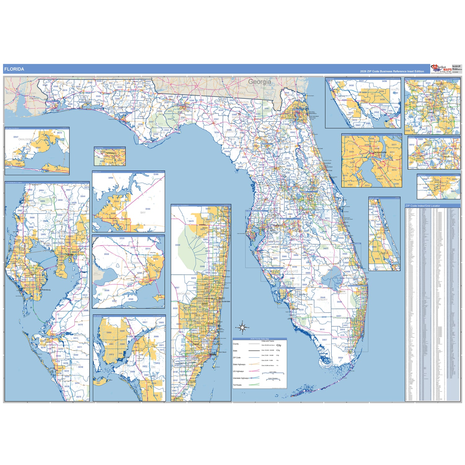 Florida ZIP Code Wall Maps