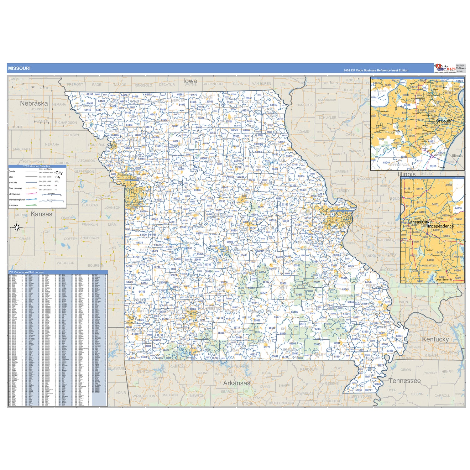 Missouri ZIP Code Wall Maps