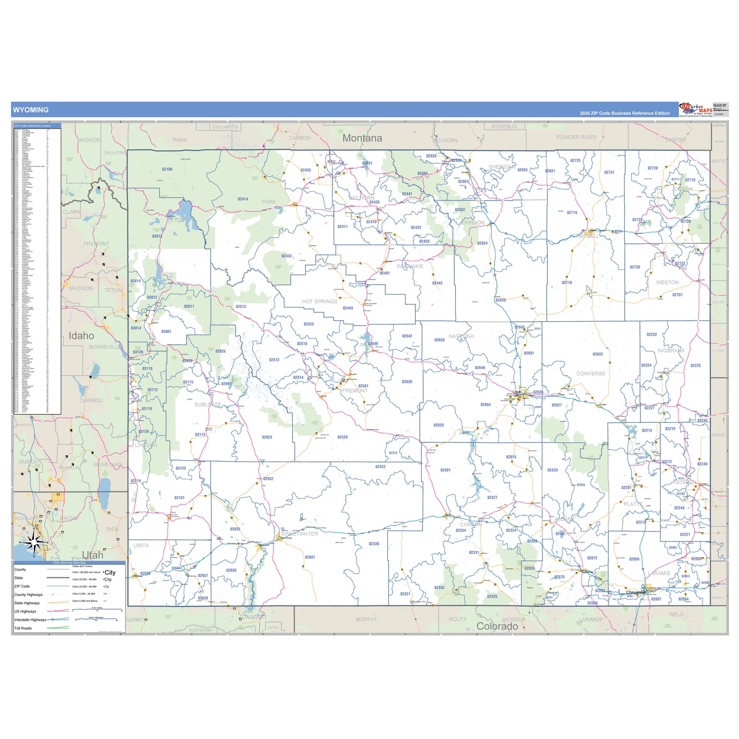 Wyoming ZIP Code Wall Maps