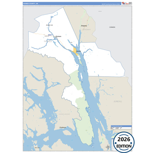 Haines County, AK Business Reference 5-Digit ZIP Code Wall Map