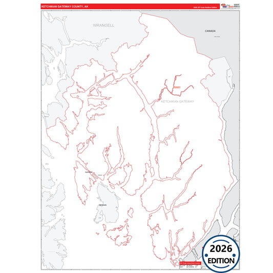 Ketchikan Gateway County, AK Red Line 5-Digit ZIP Code Wall Map