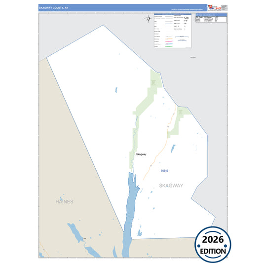 Skagway County, AK Business Reference 5-Digit ZIP Code Wall Map