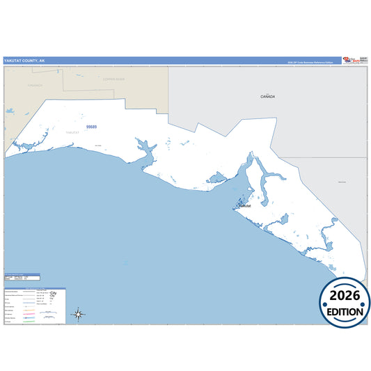 Yakutat County, AK Business Reference 5-Digit ZIP Code Wall Map