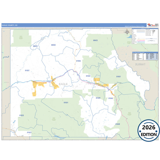 Eagle County, CO Business Reference 5 Digit ZIP Code Wall Map