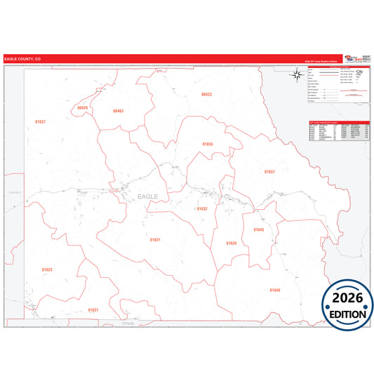 Eagle County, CO Red Line 5 Digit ZIP Code Wall Map