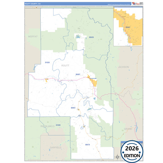 Routt County, CO Business Reference 5 Digit ZIP Code Wall Map