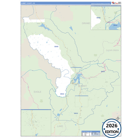 Summit County, CO Business Reference 5 Digit ZIP Code Wall Map