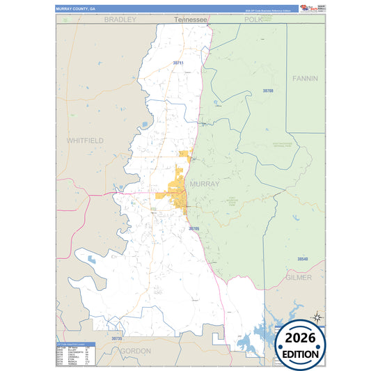 Murray County, GA Business Reference 5 Digit ZIP Code Wall Map