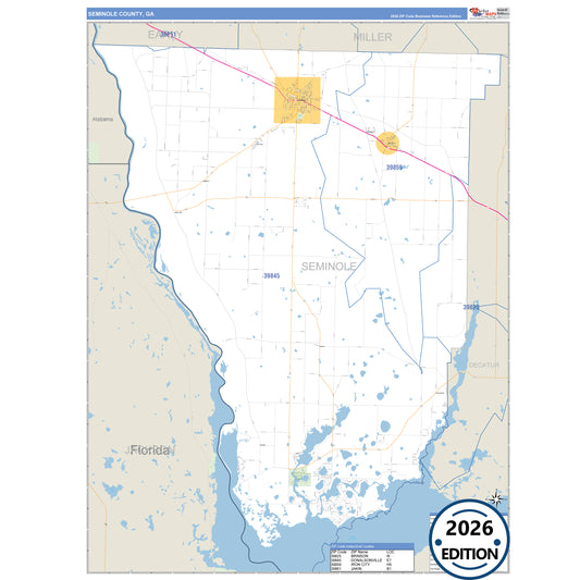 Seminole County, GA Business Reference 5 Digit ZIP Code Wall Map