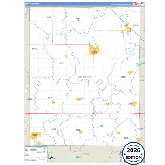 Benton County, IA Business Reference 5 Digit ZIP Code Wall Map