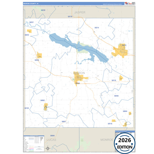 Marion County, IA Business Reference 5 Digit ZIP Code Wall Map