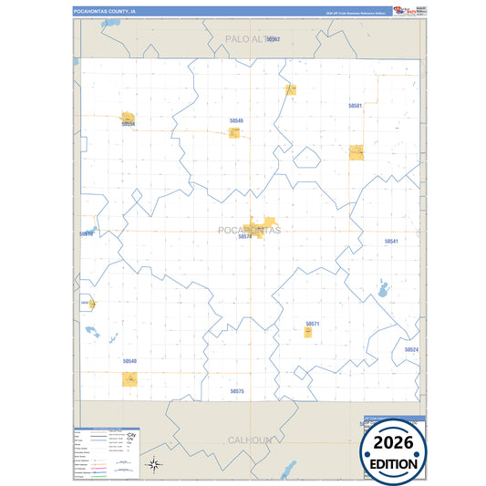 Pocahontas County, IA Business Reference 5 Digit ZIP Code Wall Map