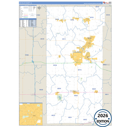 De Witt County, IL Business Reference 5 Digit ZIP Code Wall Map