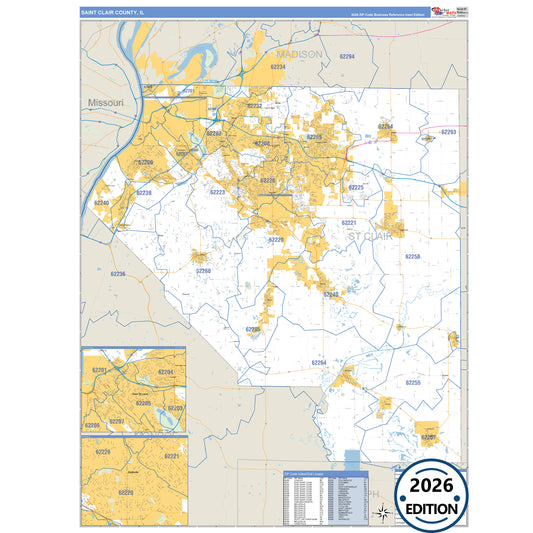 Stark County, IL Business Reference 5 Digit ZIP Code Wall Map