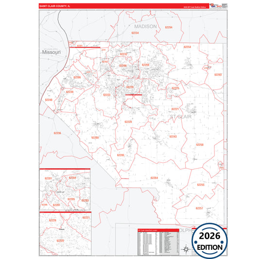 Stark County, IL Red Line 5 Digit ZIP Code Wall Map