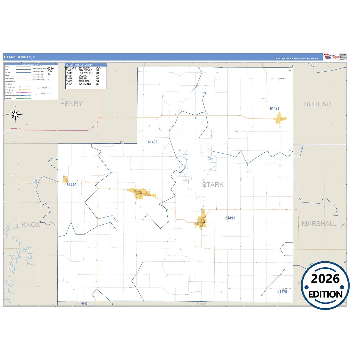 St. Clair County, IL Business Reference 5 Digit ZIP Code Wall Map