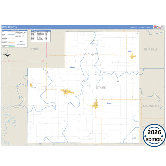 St. Clair County, IL Business Reference 5 Digit ZIP Code Wall Map