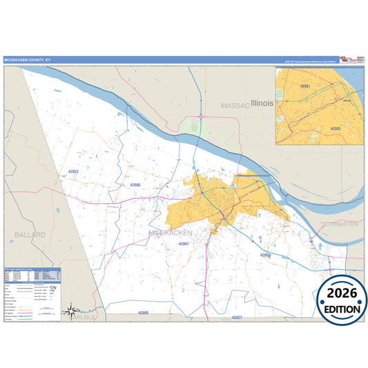 McCracken County, KY Business Reference 5 Digit ZIP Code Wall Map