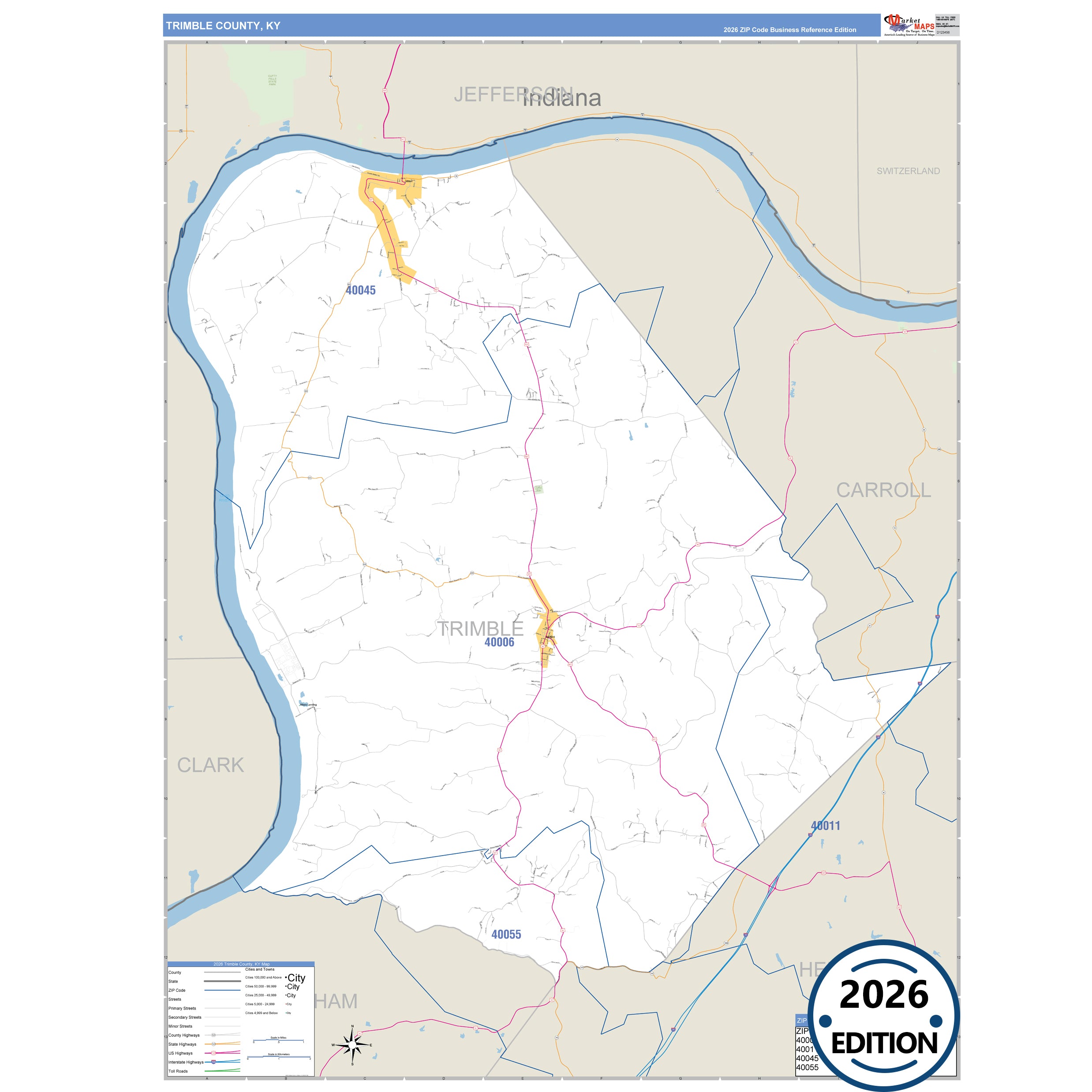 Trimble, KY ZIP Code Wall Map – ZipCodeMaps