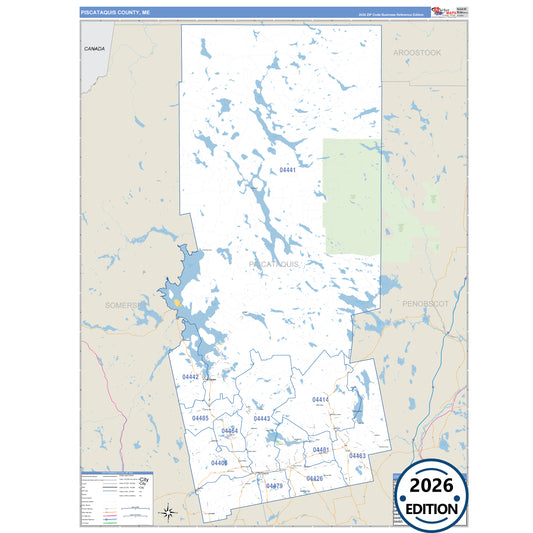 Piscataquis County, ME Business Reference 5 Digit ZIP Code Wall Map