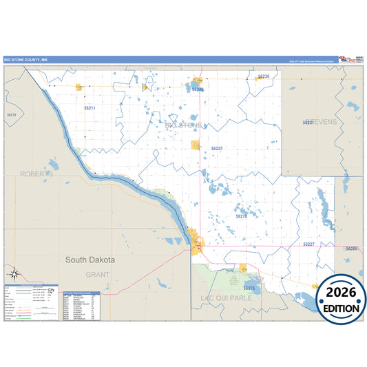 Big Stone County, MN Business Reference 5 Digit ZIP Code Wall Map