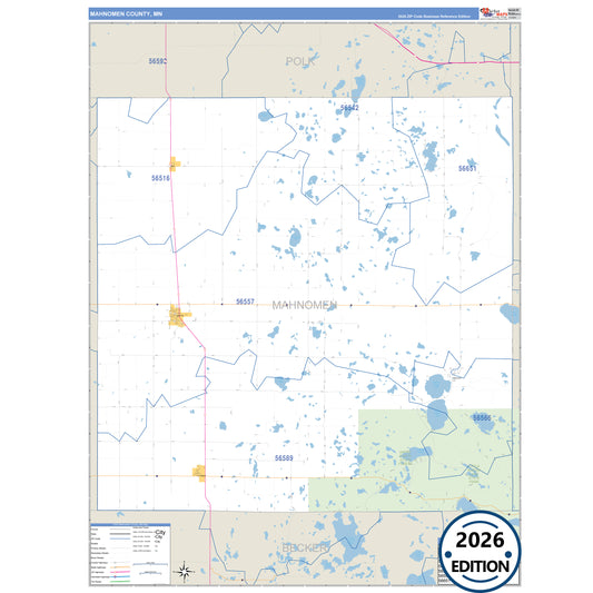 Mahnomen County, MN Business Reference 5 Digit ZIP Code Wall Map