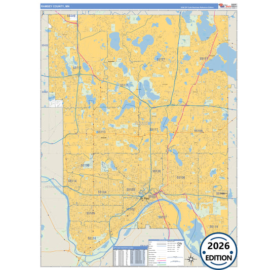 Ramsey County, MN Business Reference 5 Digit ZIP Code Wall Map
