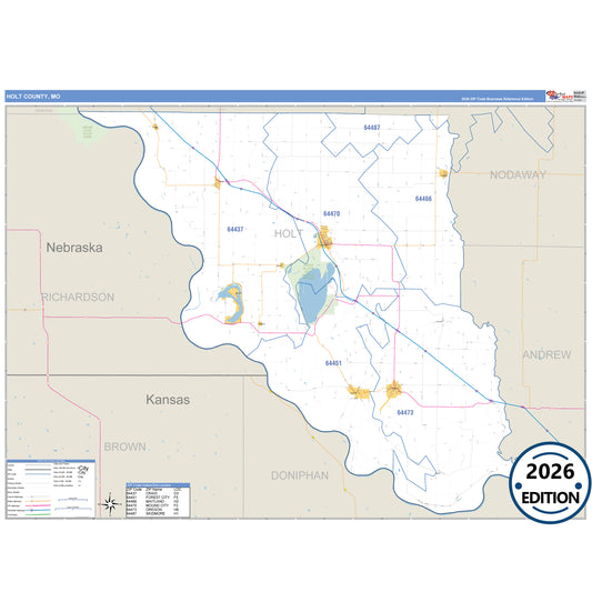 Holt County, MO Business Reference 5 Digit ZIP Code Wall Map