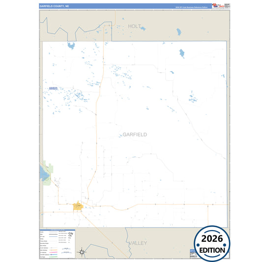 Garfield County, NE Business Reference 5 Digit ZIP Code Wall Map