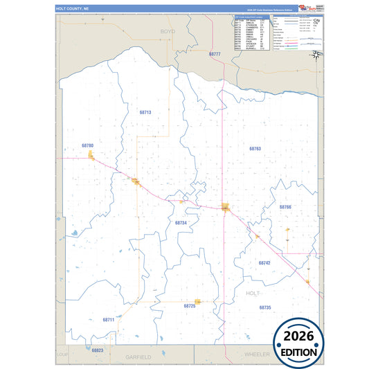 Holt County, NE Business Reference 5 Digit ZIP Code Wall Map