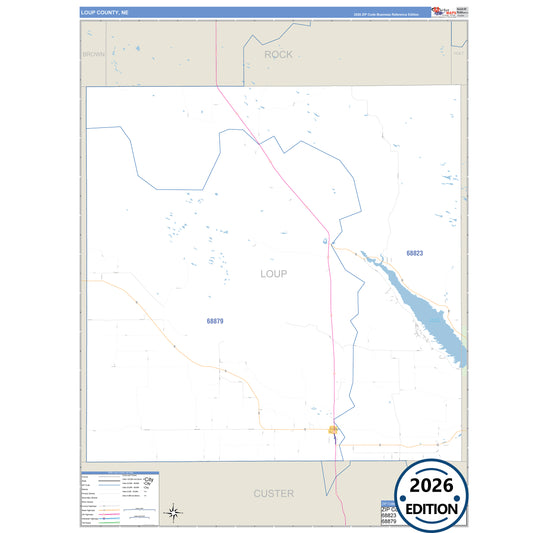 Loup County, NE Business Reference 5 Digit ZIP Code Wall Map