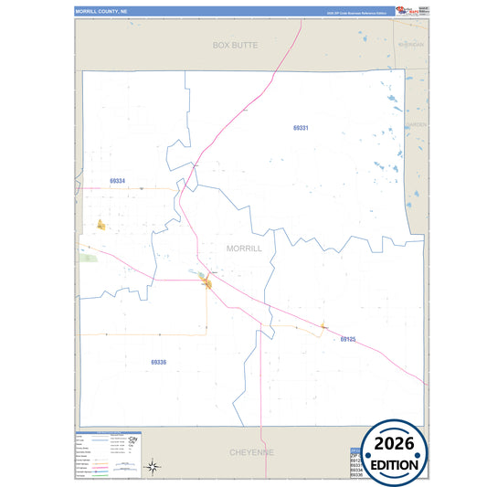 Morrill County, NE Business Reference 5 Digit ZIP Code Wall Map