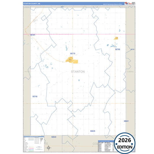 Stanton County, NE Business Reference 5 Digit ZIP Code Wall Map