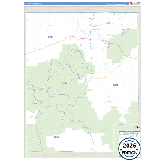 Catron County, NM Business Reference 5 Digit ZIP Code Wall Map
